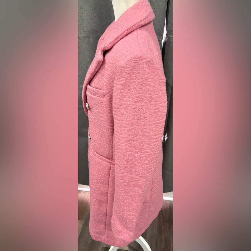 NWT M by Milly Double-breasted Boucle Coat With Rhinestone Buttons Medium - Picture 7 of 16